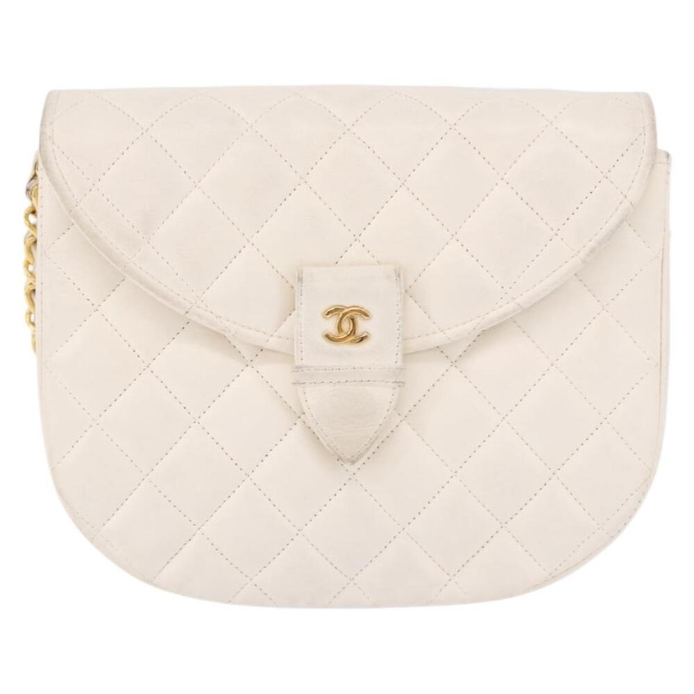 Chanel Matelasse Lambskin Chain Shoulder Bag White